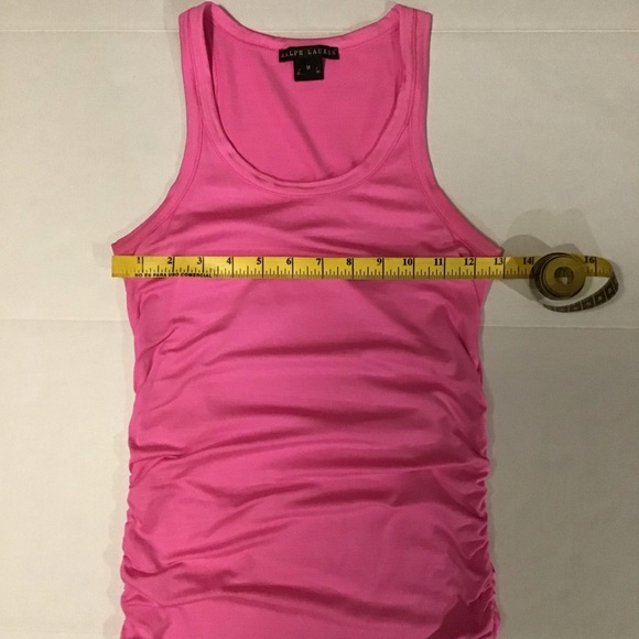 Ralph Lauren Black Label women’s tank top pink ruched sides - Picture 3 of 7
